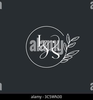 Hochzeitsmonogramm Initial IST Design in einem eleganten und minimalistischen Stil mit kreisförmigen Linien und grünen Ästen Vektorgrafik Stock Vektor