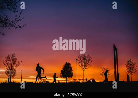 31. März 2020 – Italien – Fallschirmjäger der US-Armee, die verschiedenen Bataillonen innerhalb der 173. Luftlandebrigade zugeordnet sind, üben in Caserma Del DIN (Italien) körperliches Training aus und halten dabei die sozialen Distanzierungsstandards gemäß den italienischen Restriktionen zur Bekämpfung von COVID-19 aufrecht, am 31. März 2020. (Kreditbild: © Ryan Lucas/USA Army/ZUMA Wire/ZUMAPRESS.com) Stockfoto