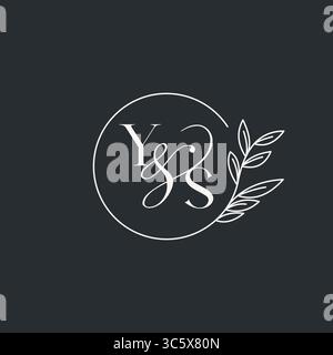 Hochzeitsmonogramm Initial YS Design in einem eleganten und minimalistischen Stil mit kreisförmigen Linien und Blattzweigen Vektorgrafik Stock Vektor