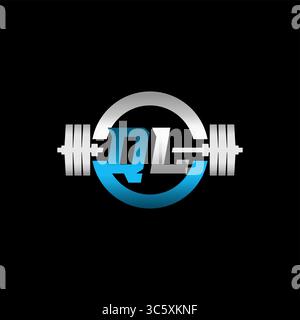 Fitness Gym Logo Anfangsbuchstabe QL mit Hantel und Kreisvektorgrafik Stock Vektor