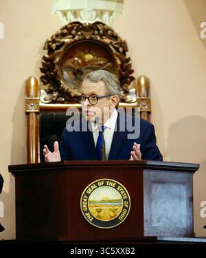 5. März 2019, Columbus, OH, USA: Ohio Gouverneur Mike de Wine im Statehouse in Columbus, Ohio, am 5. März 2019. (Kreditbild: © TNS via ZUMA Wire) Stockfoto