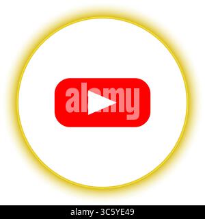 YouTube Play-Taste. Video soziale Medien. Symbol für Entertainment-Streaming. Vektor-Medienplattform. Stock Vektor