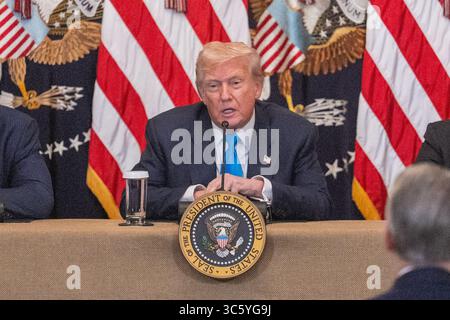 Washington, USA. 30. Juli 2025. US-Präsident Donald Trump spricht am 30. Juli 2025 im Weißen Haus in Washington, D.C., USA, während der Veranstaltung „Make Health Technology Great Again“. Quelle: Hu Yousong/Xinhua/Alamy Live News Stockfoto