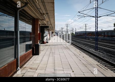 April 2020, Yebes, GUADALAJARA, SPANIEN: Detail des AVE-Bahnhofs Yebes während der COVID-19-Pandemie am 24. April 2020 in Madrid, Spanien (Kreditbild: © Oscar J. Barroso/AFP7 Via ZUMA Wire) Stockfoto