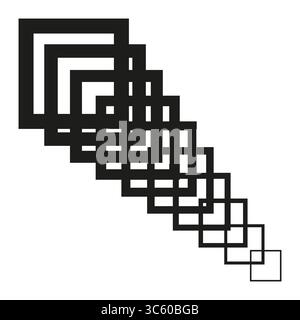 Kaskadierende quadratische Formen. Überlappendes Linienmuster. Geometrische Vektorformen. Abstraktes, modernes Design. Stock Vektor
