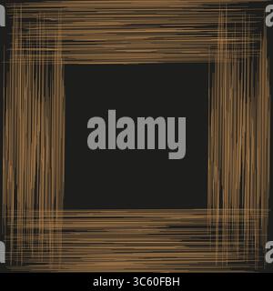 Abstrakte Konturstruktur. Dunkles Rahmenelement. Rustikale Linie Vektor. Organisches Kratzmuster. Stock Vektor