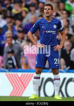 18. August 2019, London, Vereinigtes Königreich: Cesar Azpilicueta aus Chelsea wird während des Premier League-Spiels zwischen Chelsea und Leicester City an der Stamford Bridge gesehen. (Credit Image: © Richard Calver/SOPA Images via ZUMA Wire) Stockfoto