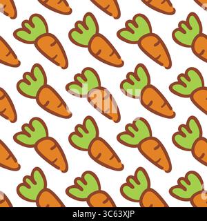 Ein bezauberndes und entzückendes Muster mit Karotten, ideal für Gartenarbeit, Essen oder frühlingshafte Kunstdesigns Stock Vektor