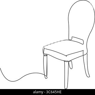 Durchgehender einzeiliger Esszimmerstuhl mit gepolstertem Sitz Vektor-Illustration. Stock Vektor