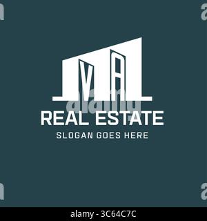 Anfängliches VA-Logo für Immobilien mit einfacher Gebäudesymbol-Design-Ideen-Vektorgrafik Stock Vektor