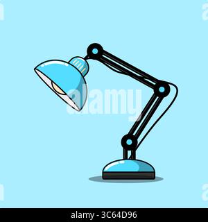 Moderne blaue Schreibtischlampe stilvolle Beleuchtung für Haus- und Büro-Vektor-Illustration Stock Vektor