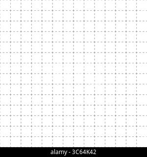 Quadratisches gestricheltes Gitter nahtloses Muster. Hintergrund des Notizbuchs aus mathematischem Papier. Gestrichelte Kreuzlinienstruktur. Quadratisches Notebook nahtloses Muster. Gitterpapier Stock Vektor