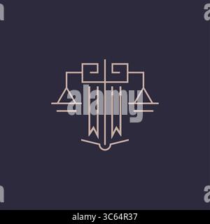 Initial Letter WW Logo mit Skala of Justice luxuriöser Vektorgrafik im geometrischen Design Stock Vektor