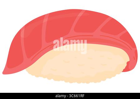 Comic Thunfisch Sushi. Japanische Küche, traditionelles kulinarisches Symbol auf weißem Hintergrund Stock Vektor