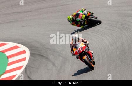 15. Juni 2019, Barcelona, Spanien: Marc Marquez aus Spanien und Repsol Honda Team fahren während des MotoGP Qualifying vor MotoGP Gran Premi Monster Energy de Catalunya auf dem Circuit de Barcelona-Catalunyaon am 15. Juni 2019 in Barcelona, Spanien. (Bild: © Sergio Ros de Mora/ZUMA Wire/ZUMAPRESS.com) Stockfoto