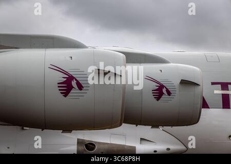 Qatar Emiri Air Force Boeing C-17A Globemaster III „A7-MAB/MAB“, Royal International Air Tattoo 2025, RAF Fairford, Gloucestershire, England, Vereinigtes Königreich Stockfoto