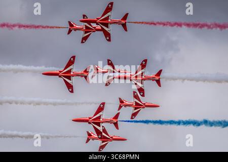 Royal Air Force Aerobatic Team, Royal International Air Tattoo 2025, RAF Fairford, Gloucestershire, England, Großbritannien Stockfoto