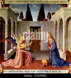 Gemälde von Fra Angelico, Armadio degli Argenti, San Marco Museum - Verkündigung Stockfoto
