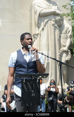 Juni 2020, New York, NY, USA: 4. Juni 2020 New York City. Jumaane Williams nahm am 4. Juni 2019 an der Gedenkfeier für George Floyd im Cadman Plaza Park Brooklyn Teil. (Foto: © Kristin Callahan/Ace Pictures via ZUMA Press) Stockfoto