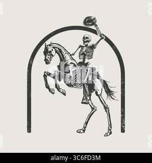 Cowboy Skelett Auf Dem Pferd Stock Vektor