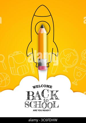 Back-to-School-Banner mit Realistic Stock Vektor
