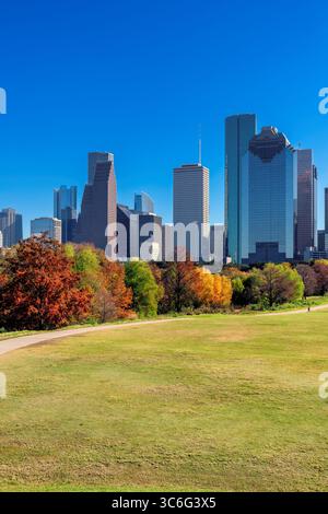 Houston Downtown am sonnigen Herbsttag in Houston, Texas, USA Stockfoto