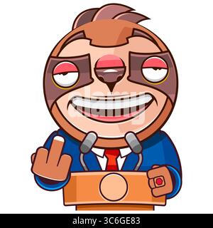 Umrisssymbol eines politischen Kandidaten, der dem Publikum das Programm vorstellt, drei Personen, öffentliches Konzept, lokale Wahlkampagne, schwarz auf weiß Stock Vektor