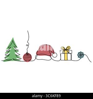 Illustration des Weihnachtsdorfes. Festliche Schneehäuser. Ferienhäuser im Winter. Vektor-Landschaft. Stock Vektor