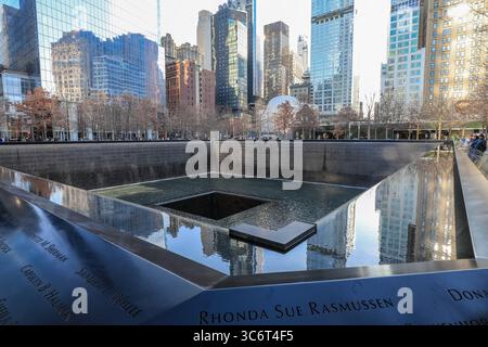 Blick auf die Gedenkstätte von 911 in Manhattan, New York Stockfoto