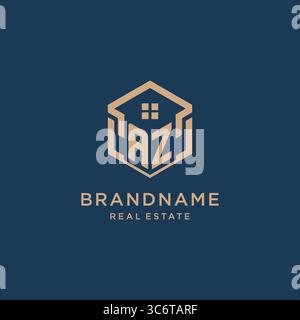 Anfängliche AZ sechseckige Haus Dachform Symbol Logo Design Vektorgrafik Stock Vektor