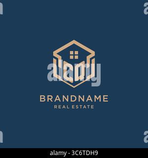 Anfängliche CQ sechseckige Haus Dachform Symbol Logo Design Vektorgrafik Stock Vektor