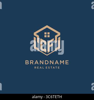 Ursprüngliche CF sechseckige Dachform Icon Logo Design Vektorgrafik Stock Vektor