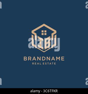 Anfängliche IB sechseckige Haus Dachform Symbol Logo Design Vektorgrafik Stock Vektor