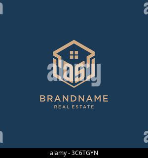 Initial DS sechseckiges Haus Dachform Symbol Logo Design Vektorgrafik Stock Vektor