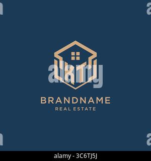 Anfängliche KT sechseckige Haus Dachform Symbol Logo Design Vektorgrafik Stock Vektor