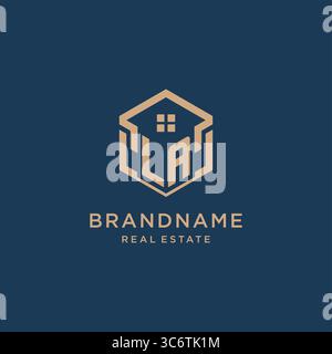 Erste LA sechseckige Haus Dachform Symbol Logo Design Vektorgrafik Stock Vektor