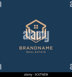 Ursprüngliche JL sechseckige Haus Dachform Symbol Logo Design Vektorgrafik Stock Vektor