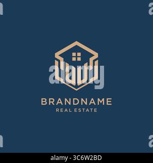 Ursprüngliche UU sechseckige Haus Dachform Symbol Logo Design Vektorgrafik Stock Vektor
