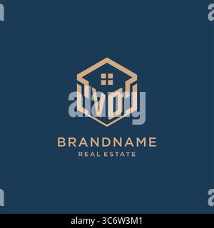 Ursprüngliche VO sechseckige Haus Dachform Symbol Logo Design Vektor Grafik Stock Vektor