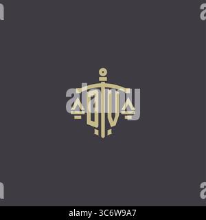 Initial DV Logo für Anwaltskanzlei und Anwalt mit kreativer Skala und Schwert Icon Design Vektor Grafik Vektor Grafik Stock Vektor