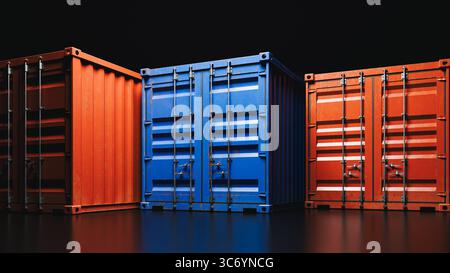 Versandbehälter für Logistik und Global Trade Konzept Stockfoto