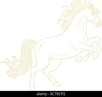 Vektor-goldene Linie Illustration des Pferdes Stock Vektor