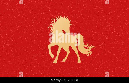 Roter Hintergrund für das chinesische Jahr des Pferdes 2026 Stock Vektor