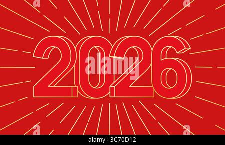 Rotes Cover für das chinesische Jahr des Pferdes 2026 Stock Vektor