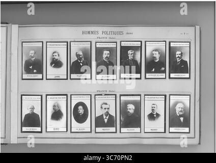 SAMMLUNG FELIX POTIN HOMMES POLITIQUES (oberste Reihe l-r) FRANKREICH: Habert (Marcel) 1862 1857 1847 - Jaures (jean-Leon) 1859 1832 1859 - Lanessan (Jean-Marie-Antoine de) 1843 1830-1906 1857 - Le Herisse (Rene-Felix) 1857 - Lemire (Abbe Jules) 1853 - Le provost de Launay (Louis-Auguste 1828) 1850 - Leygues (Georges-jean-Claude 1822 Stockfoto