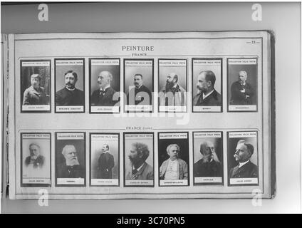 SAMMLUNG FELIX POTIN GEMÄLDE (obere Reihe l-r) FRANKREICH: Abbema (Louise) 1858 1839 1837 - Benjamin-Constant (Jean) 18445-1902 1824-1887 - Beraud (Jean) 1849 1825-1891 - Berne-Bellecour (Etienne) 1838 - besnard (Albert) 1849 - Bonnat (Leon) 1833 - Bouguereau (William) 1825 (untere Reihe l-r) FRANKREICH: Breton (Jules) 1827 - Cabanel (Alexandre) 1823-1889 - Caran d 1836 Stockfoto