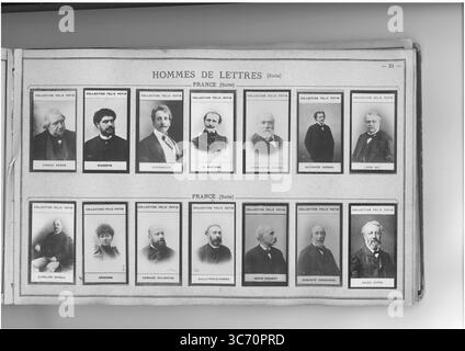 SAMMLUNG FELIX POTIN HOMMES DE LETTRES (oberste Reihe l-r) FRANKREICH: Renan (Ernest) - Richepin (Jean) 1849 - Rodenbach (Georges) 1855-1899 1839-1901 1819-1895 - Rostand (Edmond) 1868 - Sarcey (Francisque) 1828-1899 - Sardou (Victorien) 1831 - Say (Jean-Baptiste-Leon) 1826-1896 HOMMES DE LETTRES (unterste Reihe l-r) FRANKREICH: Scholl (Aurelien) 1833-1902 - Severine 1855-1929 - Pacquules (- Silvestre Armre (1833 - 1839) Armre (1823-1892 1828 Stockfoto