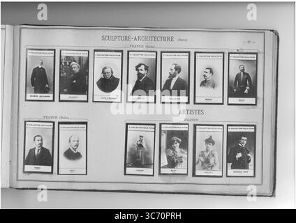 2. SAMMLUNG FELIX POTIN SKULPTUR-ARCHITEKTUR (oberste Reihe l-r) FRANKREICH: Guillaume (Eugene) 1822-1905 - Injalbert (Jean-Antoine) 1845 - P.-J. David D'Angers 1788-1857 - Lemaire (Hecter) 1846 - Marqueste (Laurent-Honore) 1848 - Mercie (Marius-Jean-Antonin) 1845 - Nenot (Henri-Paul) 1853 (untere Reihe l-r) SKULPTUR-ARCHITEKTUR FRANKREICH: Peuch (Denys) 1854 - Roty (Louis-Oscar) 1846 ARTISTES FRANCE: Mademoiselle Auguez (Mathilde) 1868 - Bady (Berthe) 1882 - Balthy (Louise) 1869 - 1867 Stockfoto