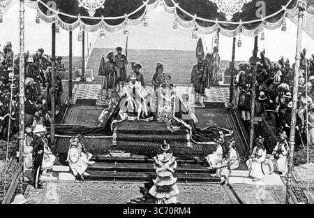 Die Krönung von König Georg V. und Königin Maria in Indien. Delhi - Dezember 1911. Stockfoto