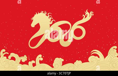 Rotes Cover für das chinesische Jahr des Pferdes 2026 Stock Vektor